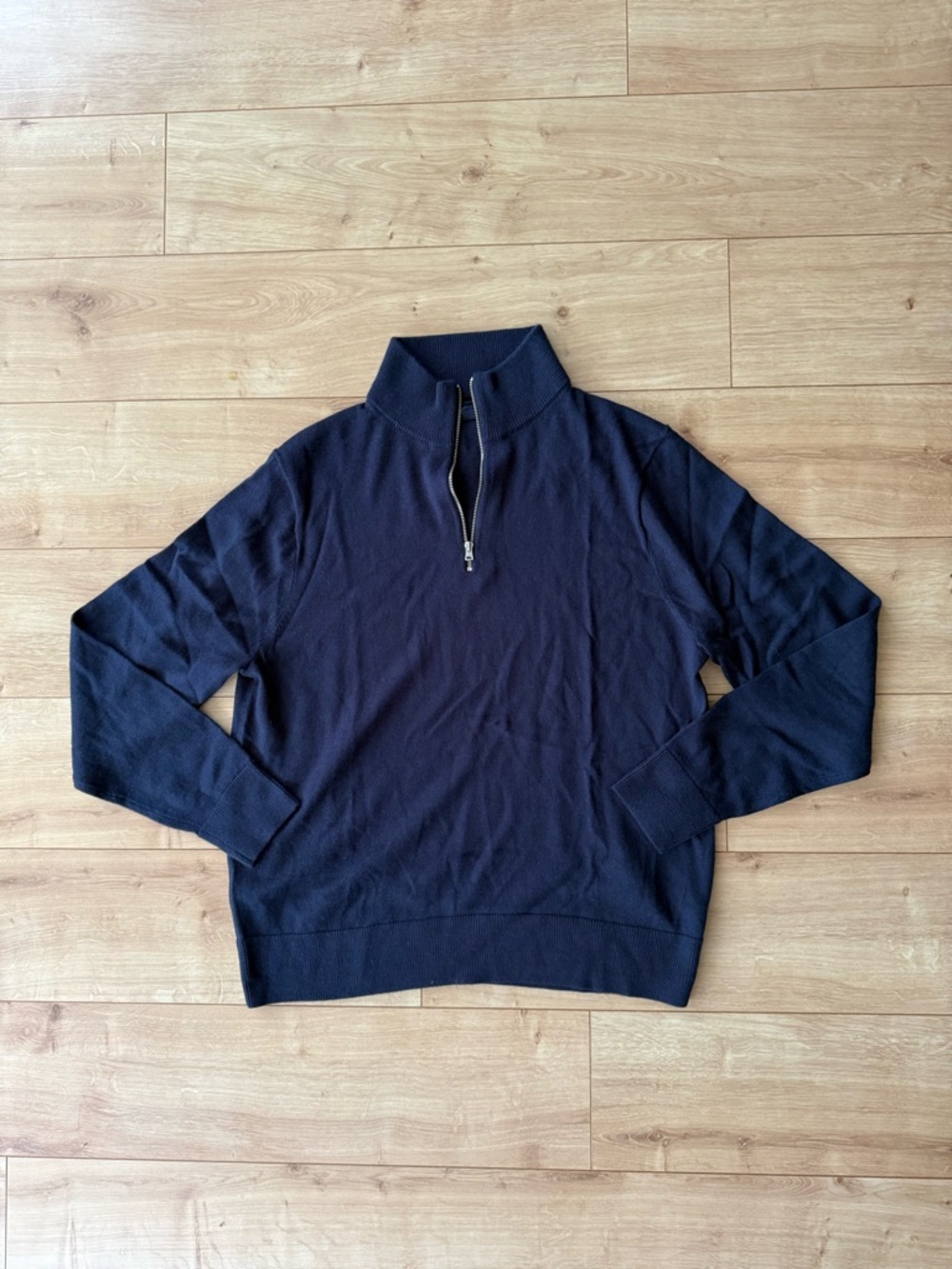 J.Crew Mens Merino Wool Blend 1/4 Zip Sweater Navy Pullover Size Large